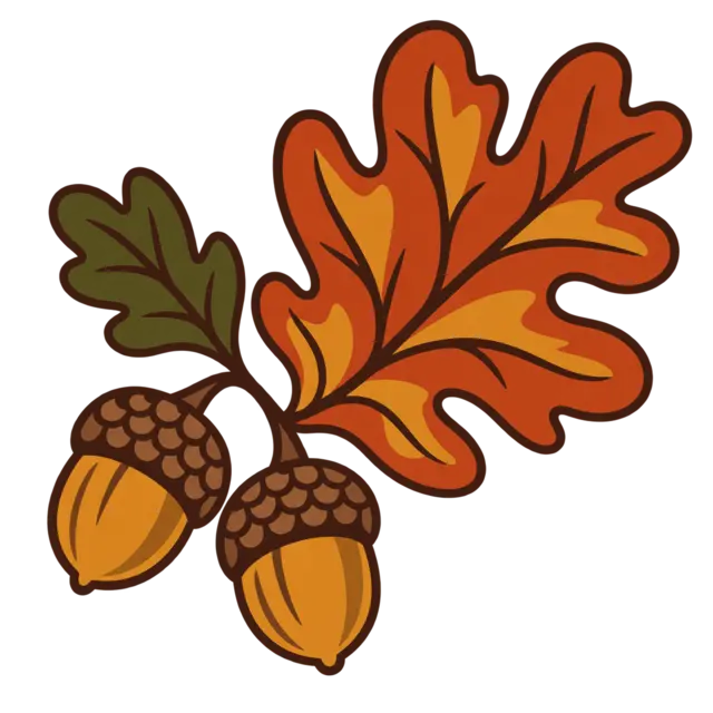 Clean source artwork for the Autumn Oak Leaf and Acorns embroidery design.