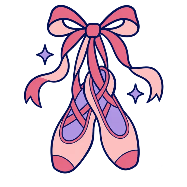 Clean source artwork for the Ballet Slippers and Bow embroidery design.