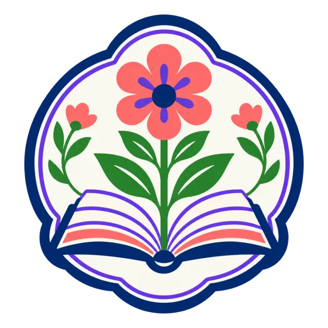 Clean source artwork for the Book and Flower Badge embroidery design.