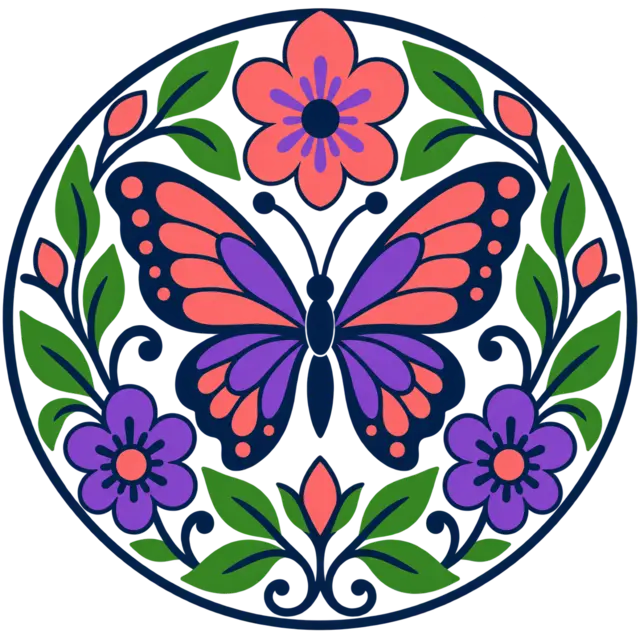 Clean source artwork for the Butterfly Garden Medallion embroidery design.
