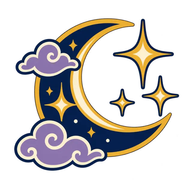 Clean source artwork for the Celestial Moon and Stars embroidery design.