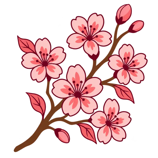Clean source artwork for the Cherry Blossom Branch embroidery design.
