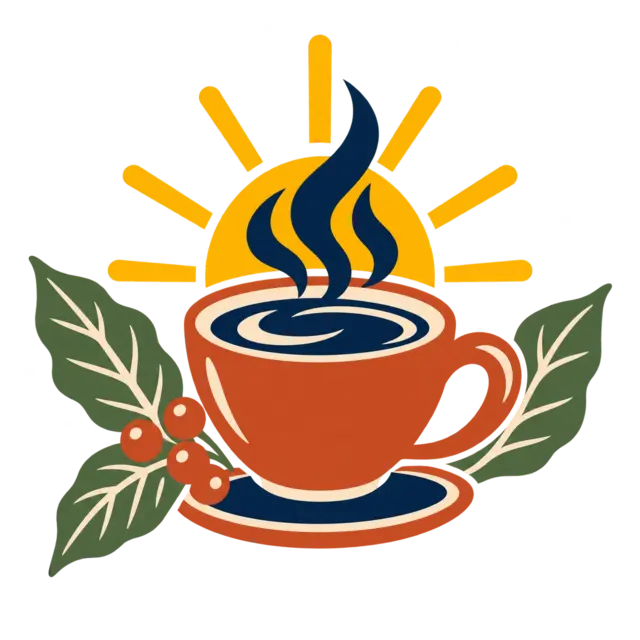 Clean source artwork for the Coffee Cup Sunrise embroidery design.