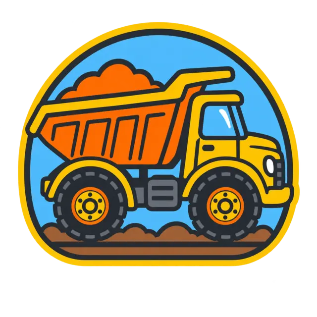 Clean source artwork for the Construction Truck Badge embroidery design.