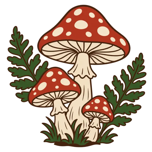 Clean source artwork for the Cottage Mushroom Cluster embroidery design.