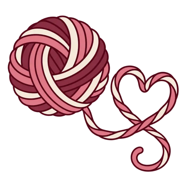 Clean source artwork for the Cozy Yarn Heart embroidery design.