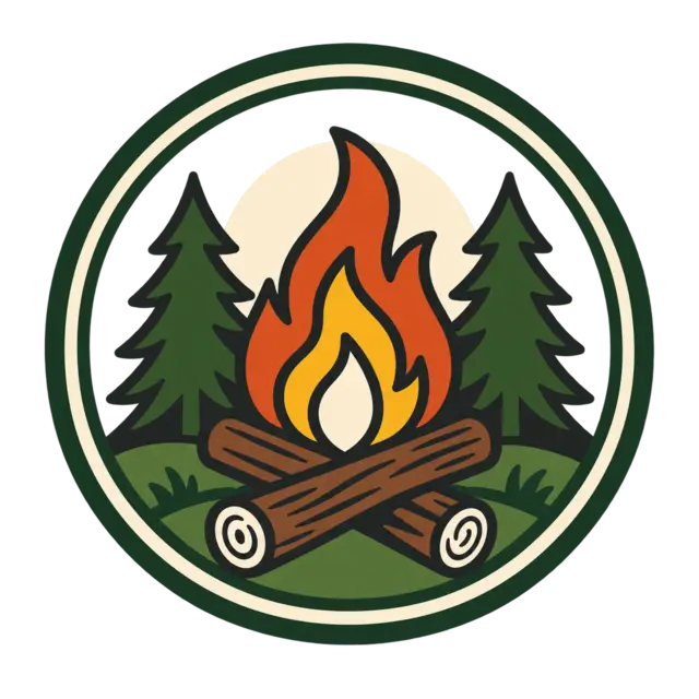 Clean source artwork for the Forest Campfire Badge embroidery design.
