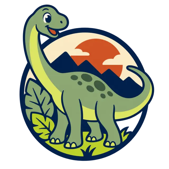 Clean source artwork for the Friendly Dinosaur Badge embroidery design.