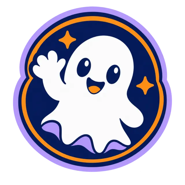 Clean source artwork for the Friendly Ghost Badge embroidery design.