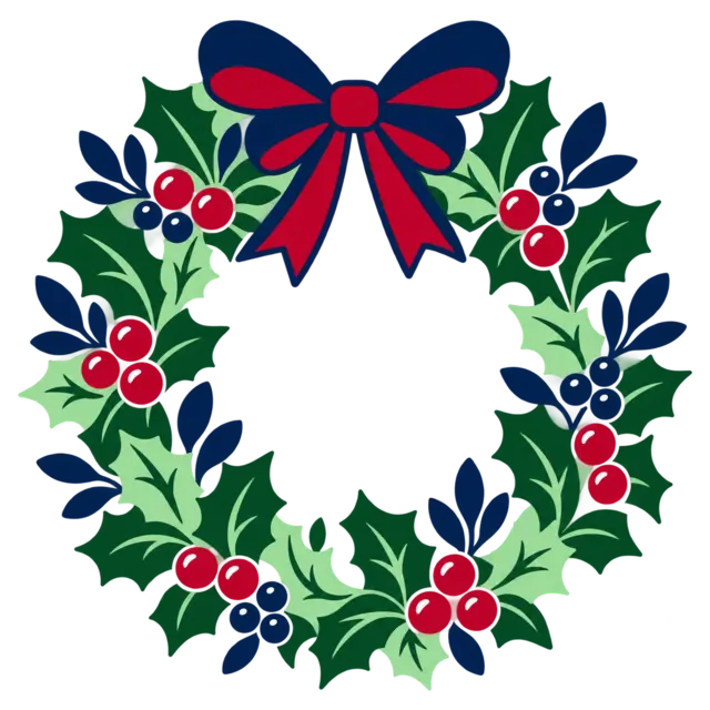 Clean source artwork for the Holly Berry Wreath embroidery design.