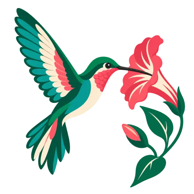 Clean source artwork for the Hummingbird Garden Badge embroidery design.
