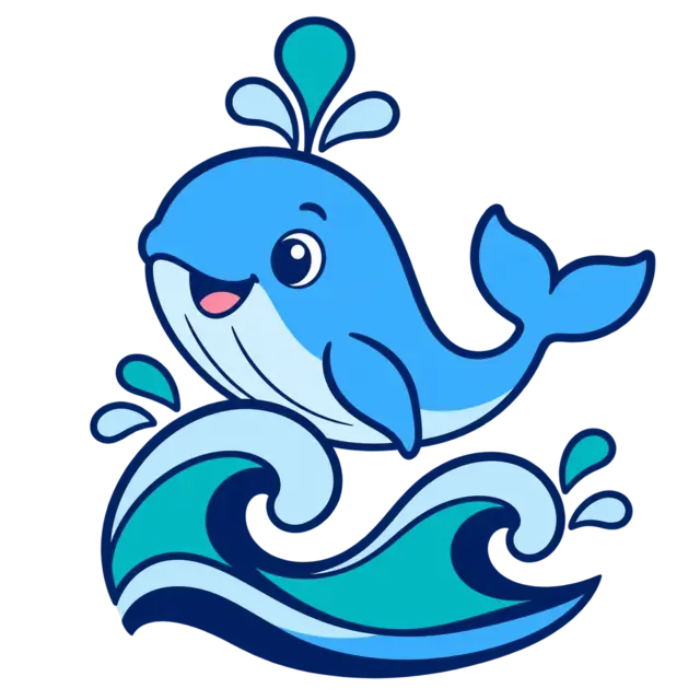 Clean source artwork for the Little Whale and Waves embroidery design.