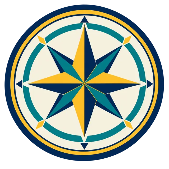 Clean source artwork for the North Star Compass Patch embroidery design.