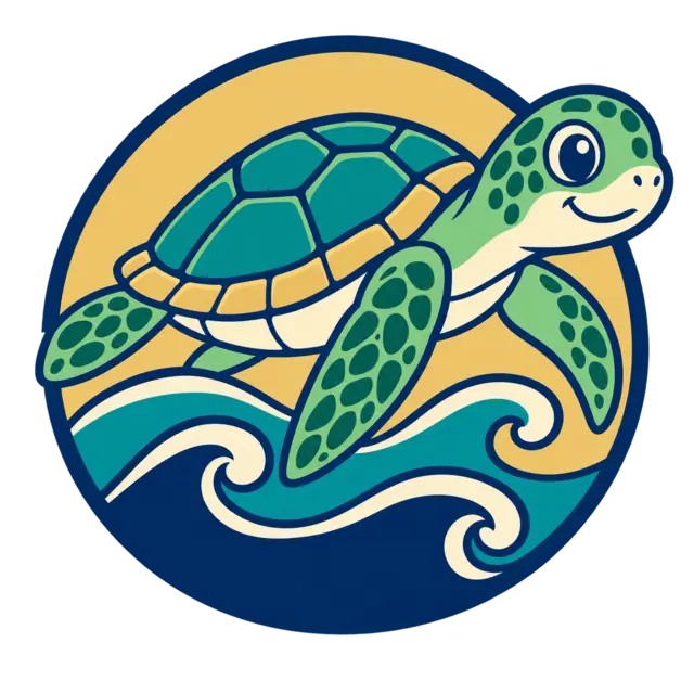 Clean source artwork for the Ocean Turtle Patch embroidery design.