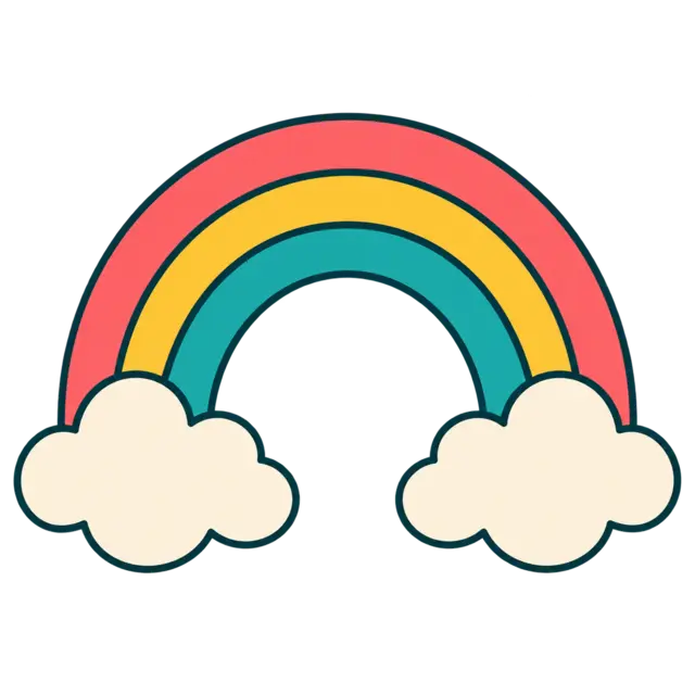 Clean source artwork for the Happy Rainbow Cloud embroidery design.