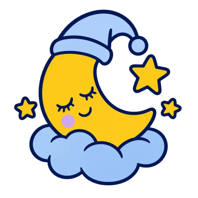 Clean source artwork for the Sleepy Moon Nursery embroidery design.
