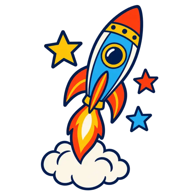 Clean source artwork for the Space Rocket and Stars embroidery design.