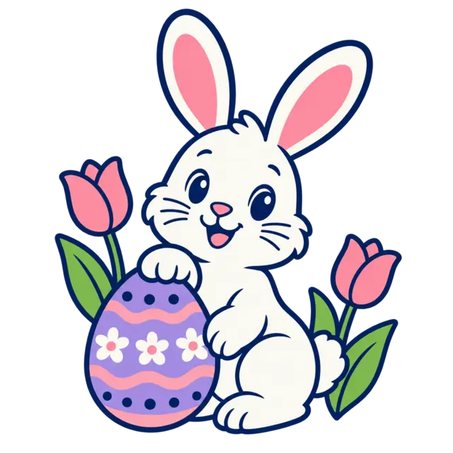 Clean source artwork for the Spring Bunny and Egg embroidery design.