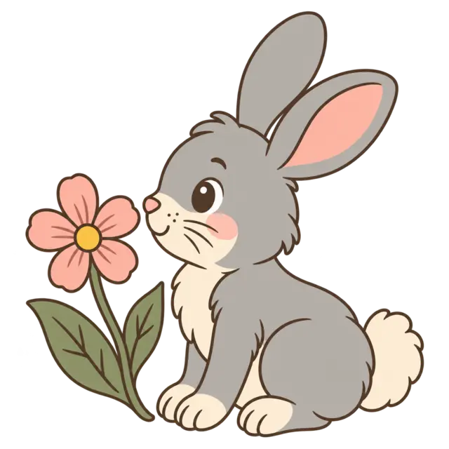 Clean source artwork for the Woodland Rabbit and Flower embroidery design.